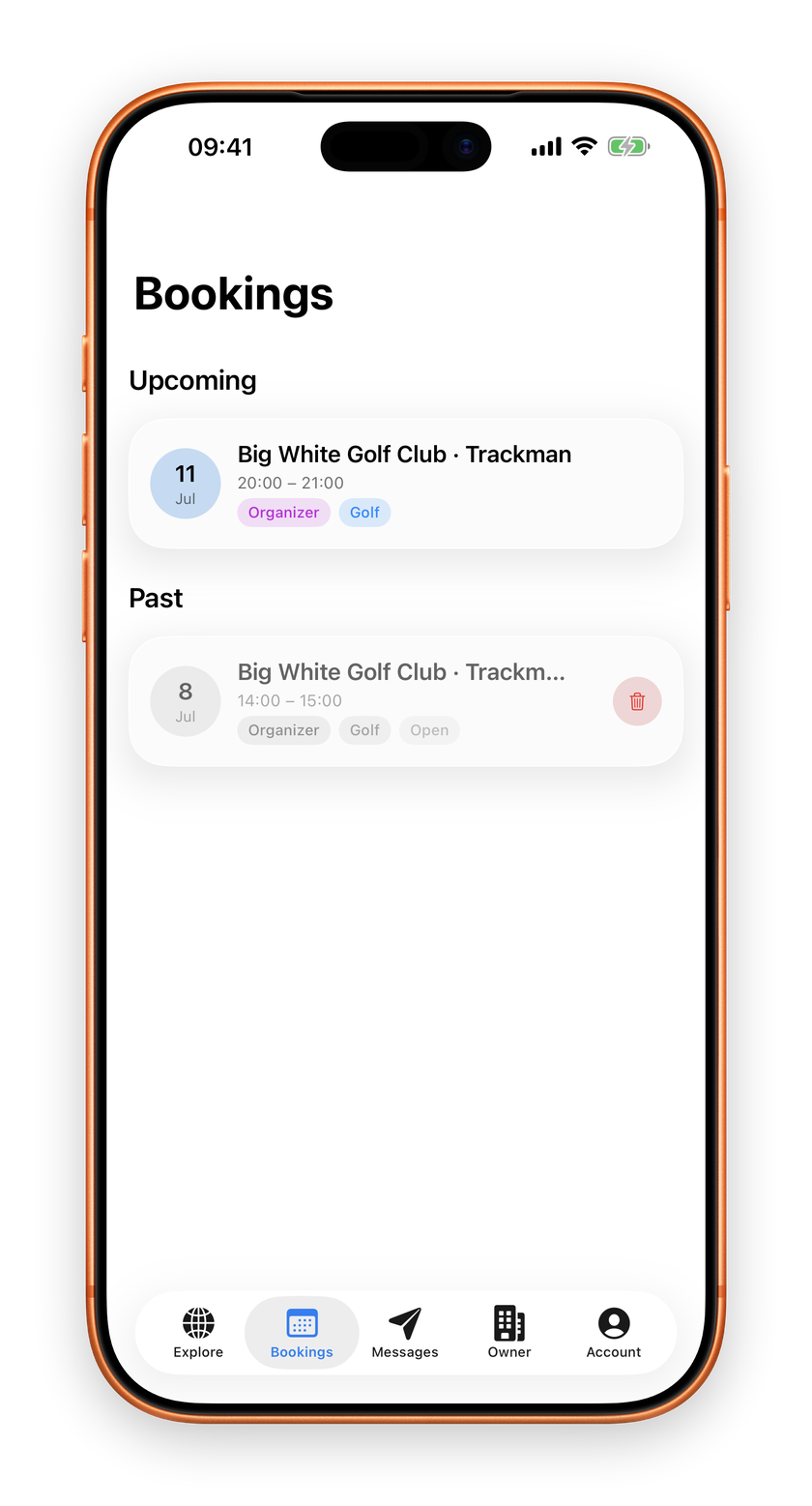 Your bookings, upcoming and past